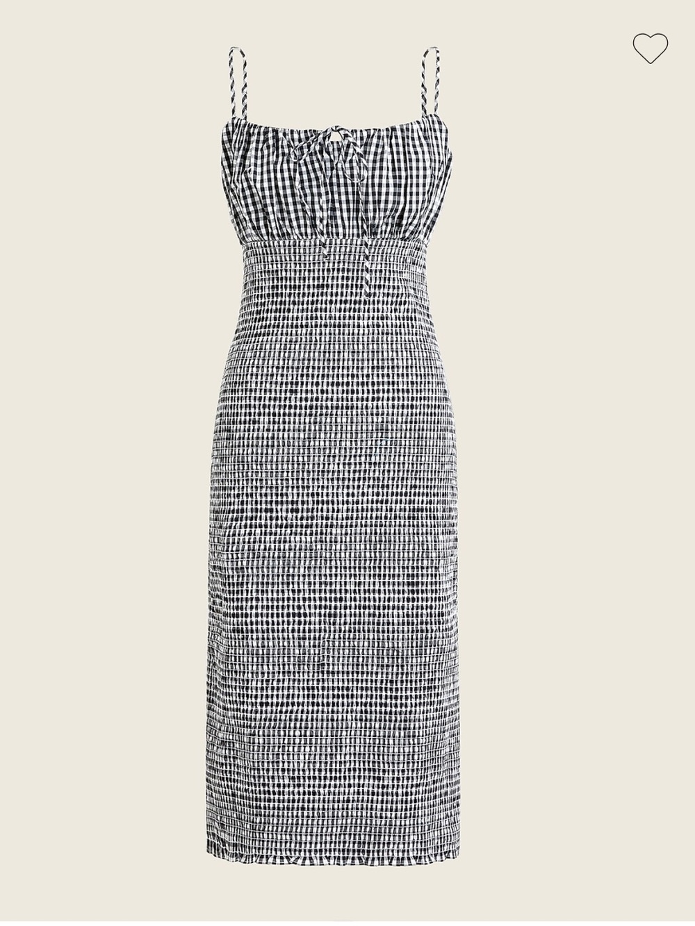 J. Crew Smocked tie-front dress in gingham